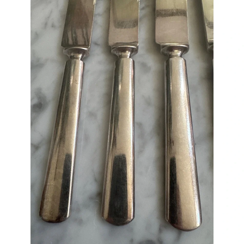 Reed and Barton RDS112 Silverplate Hollow Handle Dinner Knives Set of 6 Tapered